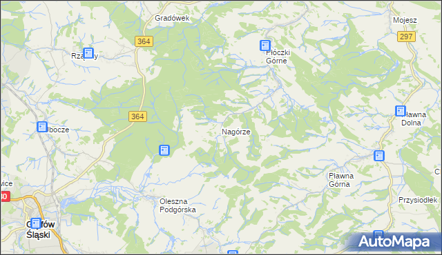 mapa Nagórze gmina Lwówek Śląski, Nagórze gmina Lwówek Śląski na mapie Targeo