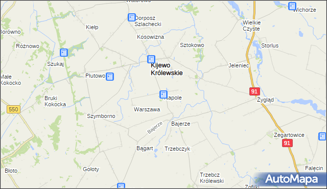 mapa Napole gmina Kijewo Królewskie, Napole gmina Kijewo Królewskie na mapie Targeo