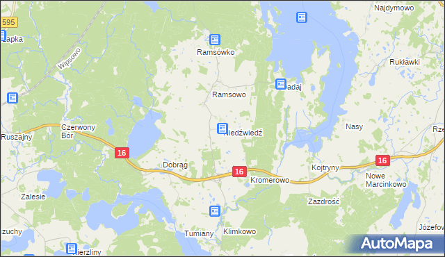 mapa Niedźwiedź gmina Barczewo, Niedźwiedź gmina Barczewo na mapie Targeo