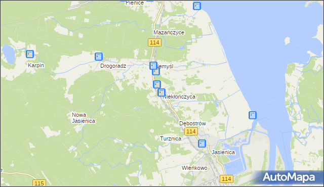 mapa Niekłończyca, Niekłończyca na mapie Targeo