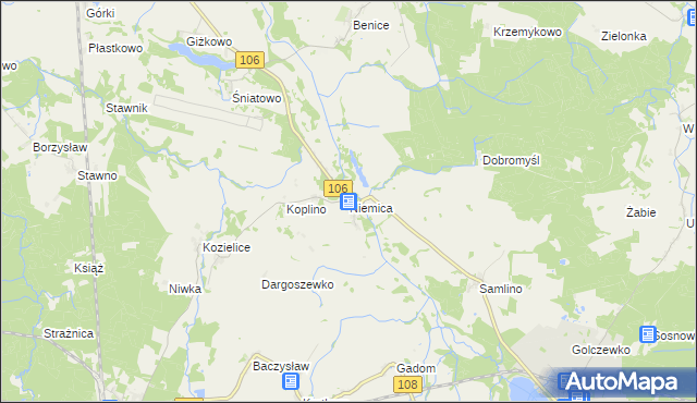 mapa Niemica gmina Golczewo, Niemica gmina Golczewo na mapie Targeo