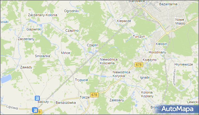 mapa Niewodnica Kościelna, Niewodnica Kościelna na mapie Targeo