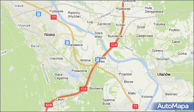 mapa Nowa Wieś gmina Nisko, Nowa Wieś gmina Nisko na mapie Targeo