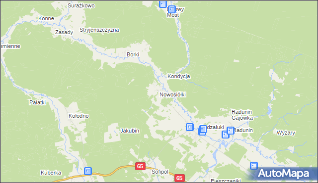 mapa Nowosiółki gmina Gródek, Nowosiółki gmina Gródek na mapie Targeo