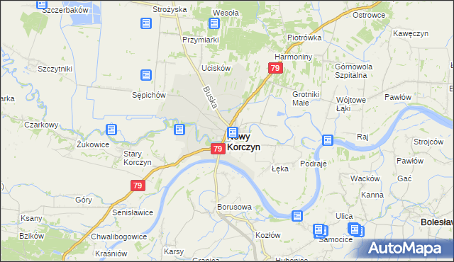 mapa Nowy Korczyn, Nowy Korczyn na mapie Targeo