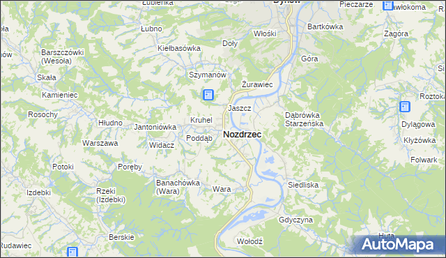 mapa Nozdrzec, Nozdrzec na mapie Targeo