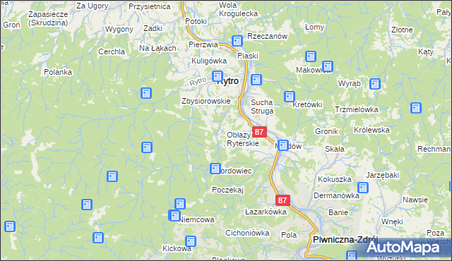 mapa Obłazy Ryterskie, Obłazy Ryterskie na mapie Targeo