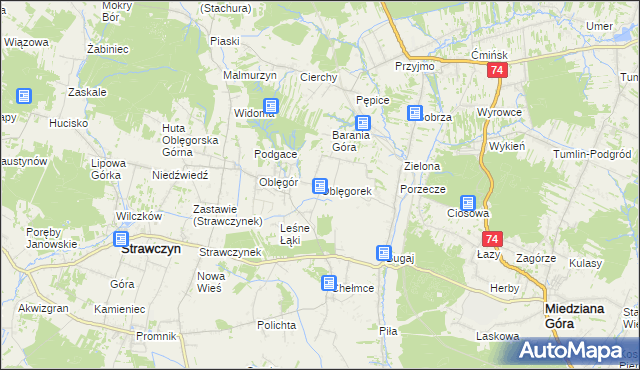 mapa Oblęgorek, Oblęgorek na mapie Targeo