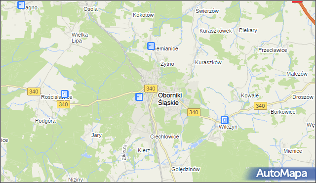 mapa Oborniki Śląskie, Oborniki Śląskie na mapie Targeo