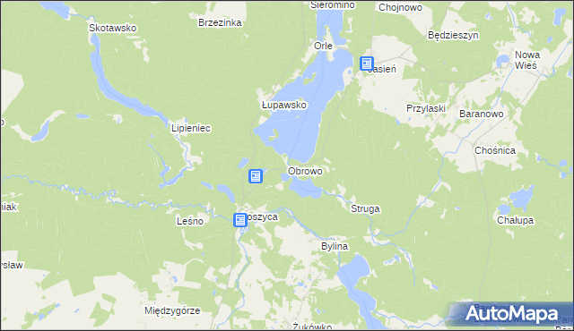mapa Obrowo gmina Czarna Dąbrówka, Obrowo gmina Czarna Dąbrówka na mapie Targeo