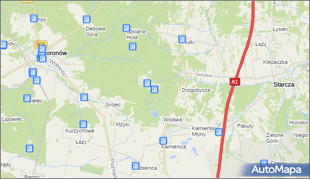 mapa Okrąglik gmina Woźniki, Okrąglik gmina Woźniki na mapie Targeo