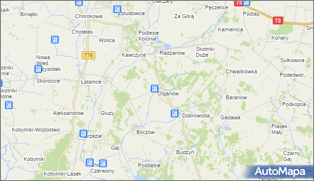 mapa Olganów, Olganów na mapie Targeo