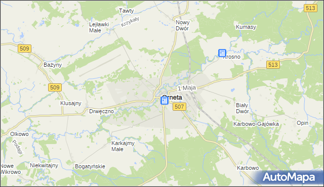 mapa Orneta powiat lidzbarski, Orneta powiat lidzbarski na mapie Targeo