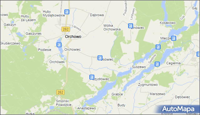 mapa Osówiec gmina Orchowo, Osówiec gmina Orchowo na mapie Targeo