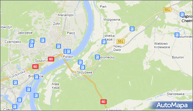 mapa Ostromecko, Ostromecko na mapie Targeo