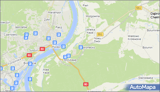 mapa Ostromecko, Ostromecko na mapie Targeo