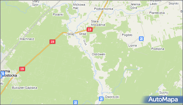 mapa Ostrówek gmina Sokółka, Ostrówek gmina Sokółka na mapie Targeo