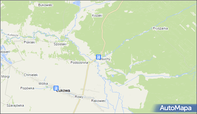 mapa Osuchy gmina Łukowa, Osuchy gmina Łukowa na mapie Targeo