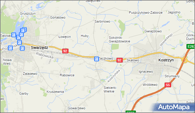 mapa Paczkowo gmina Swarzędz, Paczkowo gmina Swarzędz na mapie Targeo