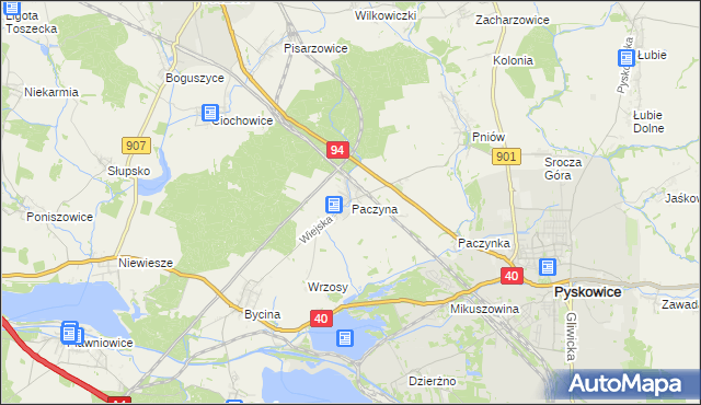 mapa Paczyna, Paczyna na mapie Targeo