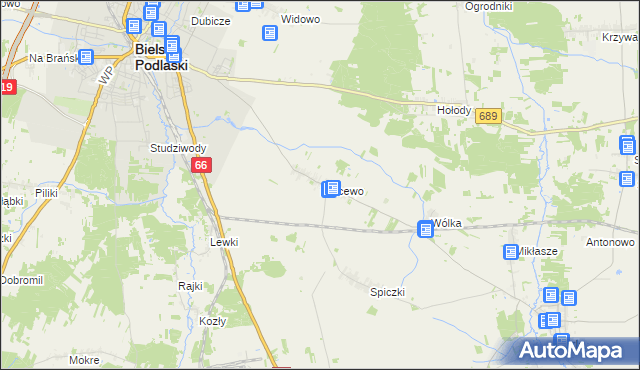 mapa Parcewo gmina Bielsk Podlaski, Parcewo gmina Bielsk Podlaski na mapie Targeo