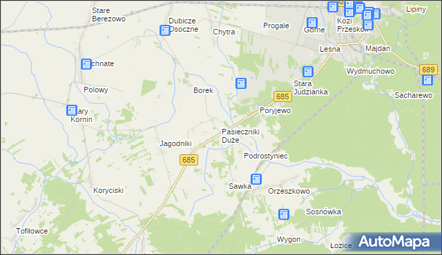 mapa Pasieczniki Duże, Pasieczniki Duże na mapie Targeo