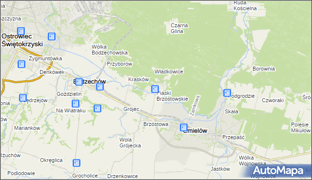 mapa Piaski Brzóstowskie, Piaski Brzóstowskie na mapie Targeo