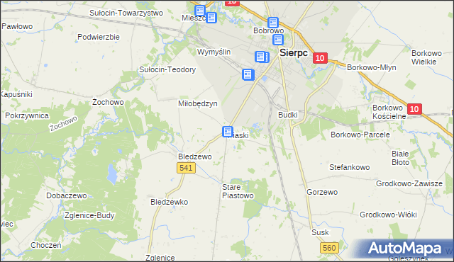 mapa Piaski gmina Sierpc, Piaski gmina Sierpc na mapie Targeo