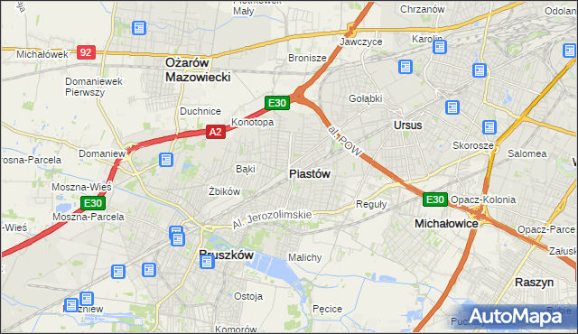 mapa Piastów powiat pruszkowski, Piastów powiat pruszkowski na mapie Targeo