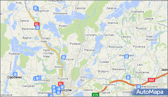 mapa Pierściec, Pierściec na mapie Targeo