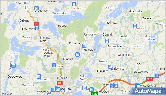 mapa Pierściec, Pierściec na mapie Targeo