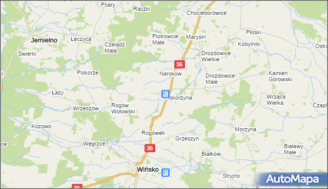 mapa Piskorzyna, Piskorzyna na mapie Targeo