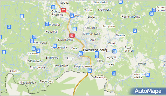 mapa Piwniczna-Zdrój, Piwniczna-Zdrój na mapie Targeo