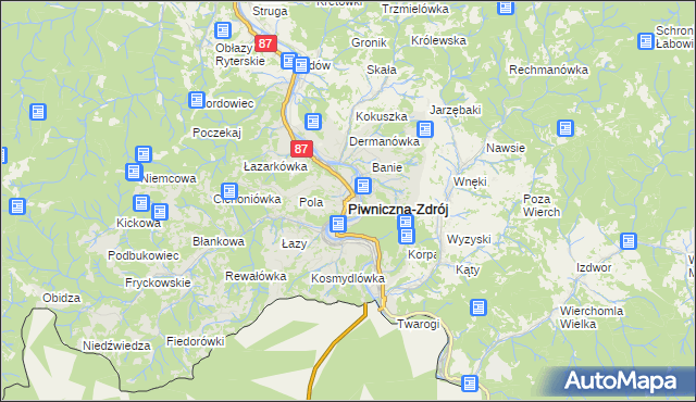 mapa Piwniczna-Zdrój, Piwniczna-Zdrój na mapie Targeo