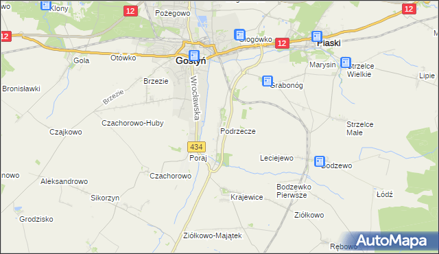 mapa Podrzecze gmina Piaski, Podrzecze gmina Piaski na mapie Targeo