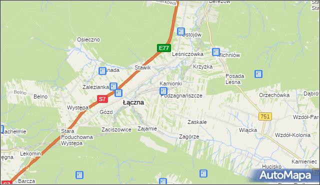 mapa Podzagnańszcze, Podzagnańszcze na mapie Targeo