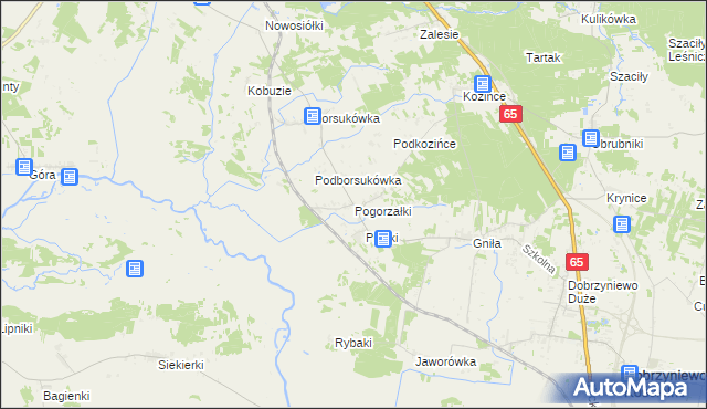 mapa Pogorzałki gmina Dobrzyniewo Duże, Pogorzałki gmina Dobrzyniewo Duże na mapie Targeo