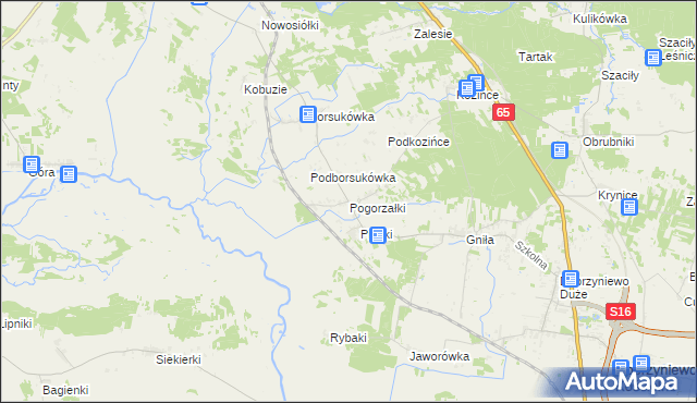 mapa Pogorzałki gmina Dobrzyniewo Duże, Pogorzałki gmina Dobrzyniewo Duże na mapie Targeo