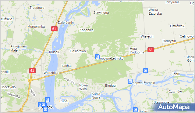 mapa Popowo-Letnisko, Popowo-Letnisko na mapie Targeo