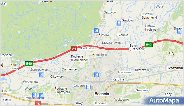 mapa Proszówki, Proszówki na mapie Targeo