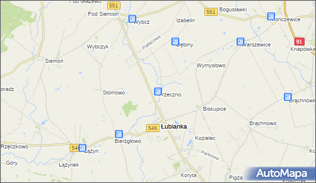 mapa Przeczno gmina Łubianka, Przeczno gmina Łubianka na mapie Targeo