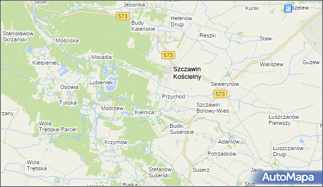 mapa Przychód gmina Szczawin Kościelny, Przychód gmina Szczawin Kościelny na mapie Targeo