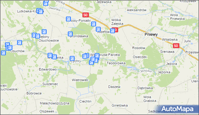mapa Przykory gmina Pniewy, Przykory gmina Pniewy na mapie Targeo