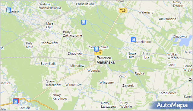 mapa Puszcza Mariańska, Puszcza Mariańska na mapie Targeo