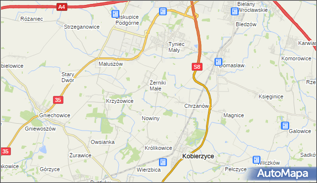 mapa Racławice Wielkie, Racławice Wielkie na mapie Targeo