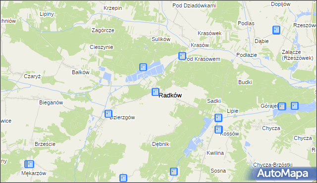 mapa Radków powiat włoszczowski, Radków powiat włoszczowski na mapie Targeo