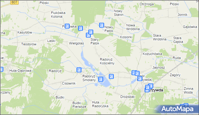 mapa Radoryż Kościelny, Radoryż Kościelny na mapie Targeo