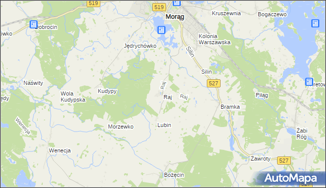 mapa Raj gmina Morąg, Raj gmina Morąg na mapie Targeo