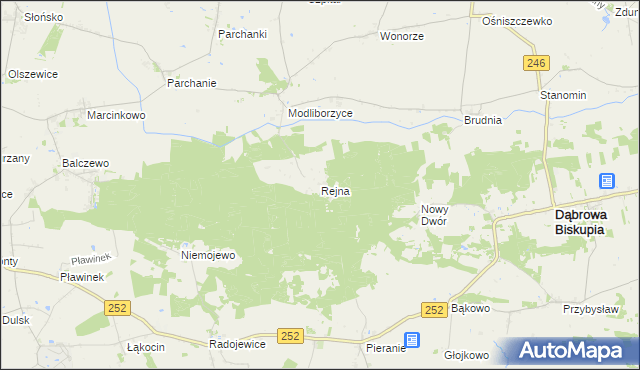 mapa Rejna, Rejna na mapie Targeo