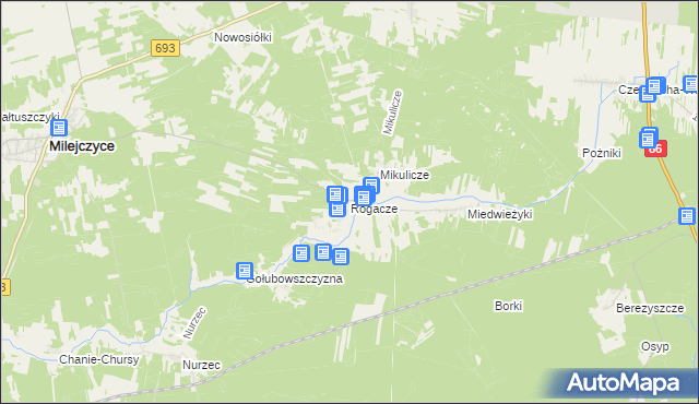 mapa Rogacze gmina Milejczyce, Rogacze gmina Milejczyce na mapie Targeo